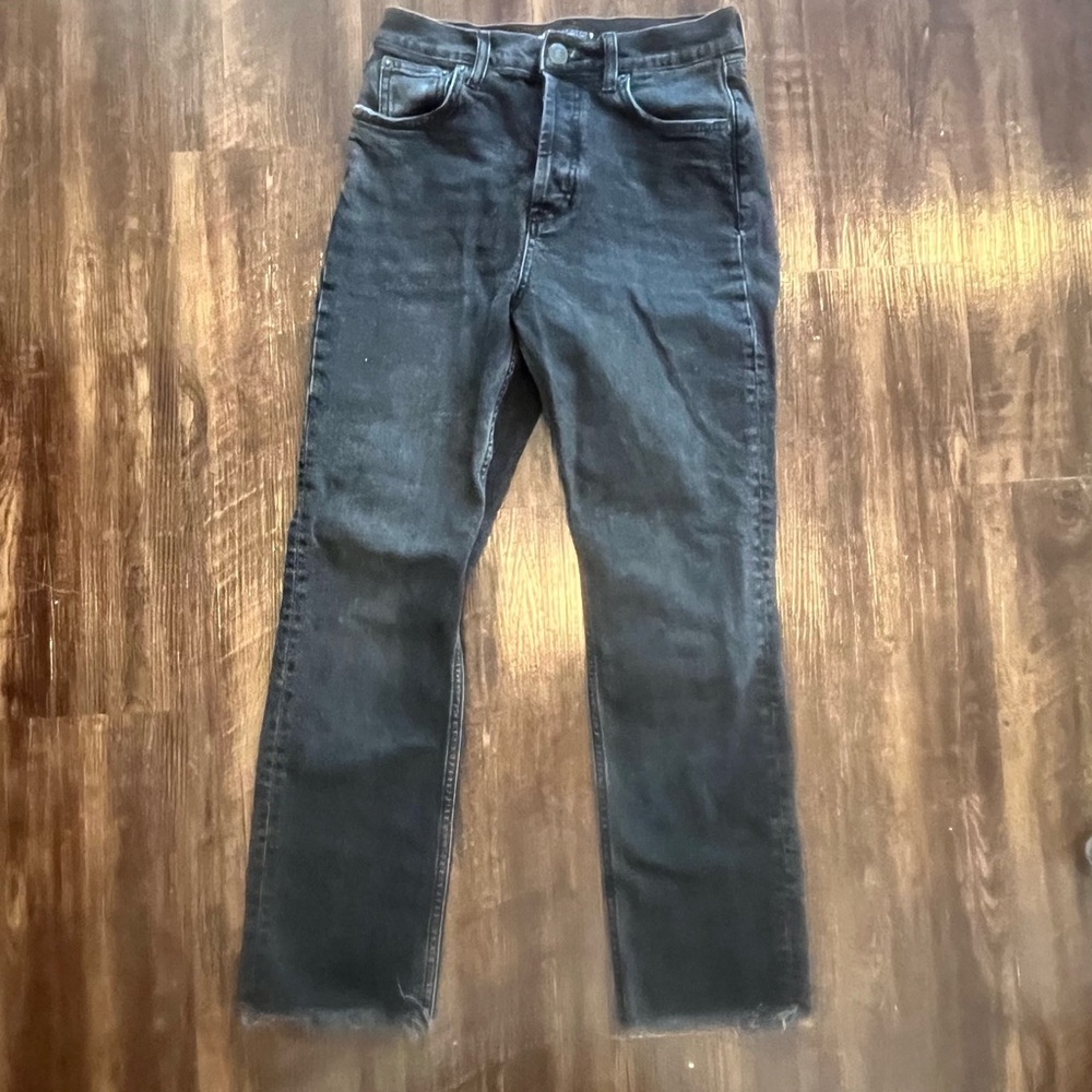 Zara Classic Straight Button-fly Black Jeans 4